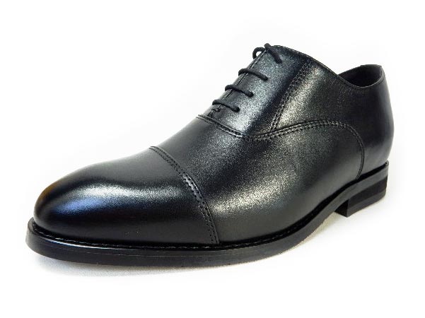 PARASHOE 本革 内羽根ストレートチップ シークレットヒールアップ（身長+6cmアップ）ビジネスシューズ 3E（EEE）黒 22cm、22.5cm、23cm、23.5cm、24cm【小さいサイズ（スモールサイズ）メンズ 革靴・紳士靴】