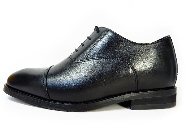 PARASHOE 本革 内羽根ストレートチップ シークレットヒールアップ（身長+6cmアップ）ビジネスシューズ 3E（EEE）黒 22cm、22.5cm、23cm、23.5cm、24cm【小さいサイズ（スモールサイズ）メンズ 革靴・紳士靴】