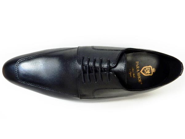 PARASHOE 本革 Uチップ シークレットヒールアップ ビジネスシューズ（革靴）4E（EEEE）黒 【大きいサイズ（ビッグサイズ）27.5cm、28cm、28.5cm、29cm、29.5cm、30cm 31cm、32cm あり】