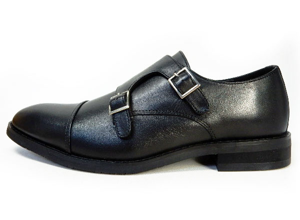 PARASHOE 本革 ダブルモンクストラップ ビジネスシューズ 黒（ブラック）ワイズ 3E（EEE）22cm（22.0cm）、22.5cm、23cm（23.0cm）、23.5cm、24cm（24.0cm） 【小さいサイズ（スモールサイズ）革靴・紳士靴】