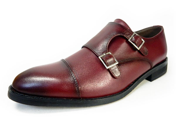 PARASHOE 本革 ダブルモンクストラップ ビジネスシューズ ワイン ワイズ 3E（EEE）22cm（22.0cm）、22.5cm、23cm（23.0cm）、23.5cm、24cm（24.0cm） 【小さいサイズ（スモールサイズ）革靴・紳士靴】