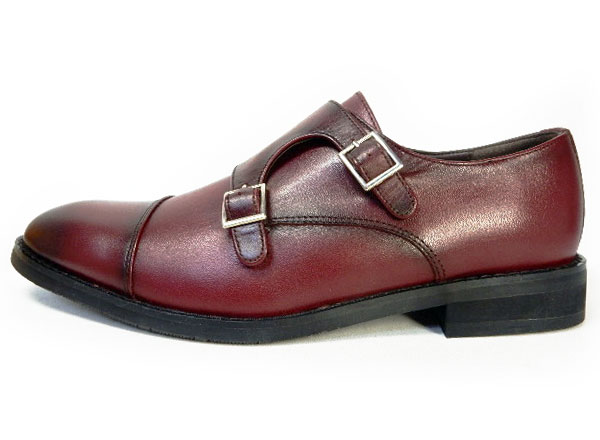 PARASHOE 本革 ダブルモンクストラップ ビジネスシューズ ワイン ワイズ 3E（EEE）22cm（22.0cm）、22.5cm、23cm（23.0cm）、23.5cm、24cm（24.0cm） 【小さいサイズ（スモールサイズ）革靴・紳士靴】
