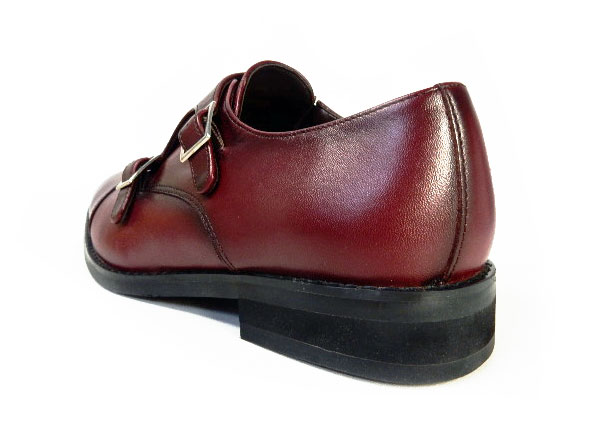 PARASHOE 本革 ダブルモンクストラップ ビジネスシューズ ワイン ワイズ 3E（EEE）22cm（22.0cm）、22.5cm、23cm（23.0cm）、23.5cm、24cm（24.0cm） 【小さいサイズ（スモールサイズ）革靴・紳士靴】