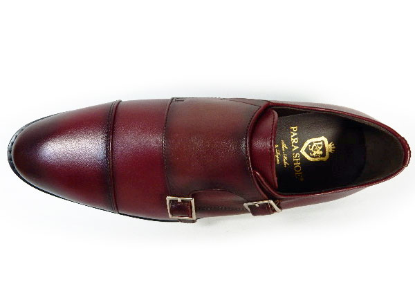 PARASHOE 本革 ダブルモンクストラップ ビジネスシューズ ワイン ワイズ 3E（EEE）22cm（22.0cm）、22.5cm、23cm（23.0cm）、23.5cm、24cm（24.0cm） 【小さいサイズ（スモールサイズ）革靴・紳士靴】