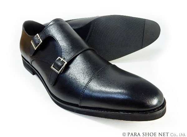 PARASHOE 本革 ダブルモンクストラップ ビジネスシューズ 黒 ワイズ 4E（EEEE）27.5cm、28cm、28.5cm、29cm、29.5cm、30cm、31cm、32cm【