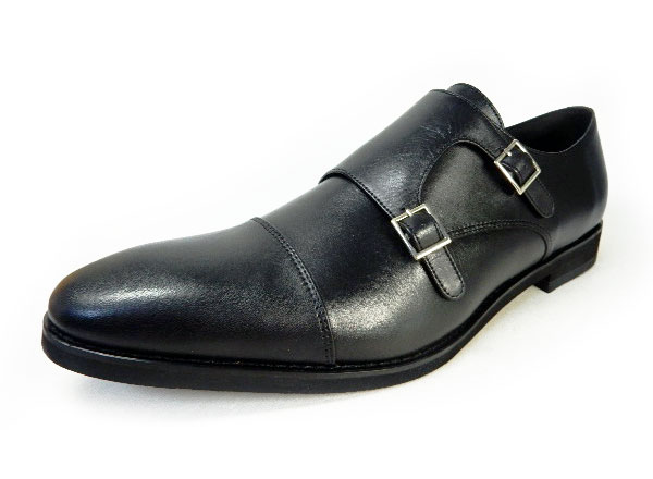 PARASHOE 本革 ダブルモンクストラップ ビジネスシューズ 黒 ワイズ 4E（EEEE）27.5cm、28cm、28.5cm、29cm、29.5cm、30cm、31cm、32cm【大きいサイズ（ビッグサイズ）メンズ 革靴・紳士靴】