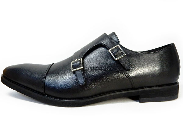 PARASHOE 本革 ダブルモンクストラップ ビジネスシューズ 黒 ワイズ 4E（EEEE）27.5cm、28cm、28.5cm、29cm、29.5cm、30cm、31cm、32cm【大きいサイズ（ビッグサイズ）メンズ 革靴・紳士靴】