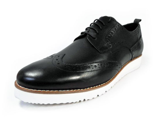 PARASHOE 本革 ウィングチップ ビジネスカジュアルシューズ 厚底白ソール ワイズ3E（EEE）黒 22cm〜32cm【メンズ革靴・紳士靴・大きいサイズ、小さいサイズあり】（PS-1810-BLK）_2