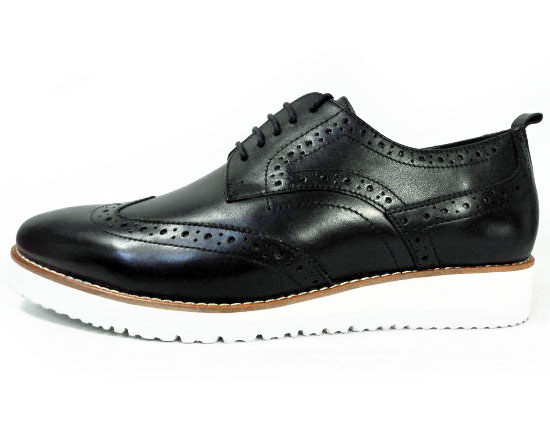 PARASHOE 本革 ウィングチップ ビジネスカジュアルシューズ 厚底白ソール ワイズ3E（EEE）黒 22cm〜32cm【メンズ革靴・紳士靴・大きいサイズ、小さいサイズあり】（PS-1810-BLK）_3