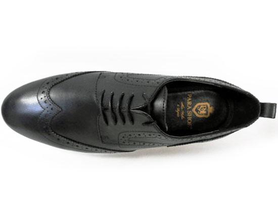 PARASHOE 本革 ウィングチップ ビジネスカジュアルシューズ 厚底白ソール ワイズ3E（EEE）黒 22cm〜32cm【メンズ革靴・紳士靴・大きいサイズ、小さいサイズあり】（PS-1810-BLK）_6