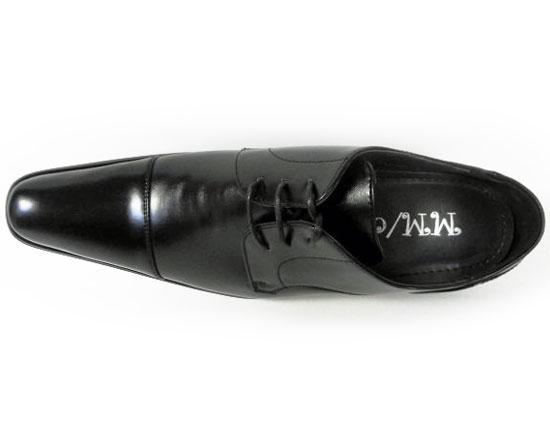 MM/one ロングノーズ ストレートチップ シークレットヒールアップ（身長+6cmアップ）ビジネスシューズ ワイズ3E（EEE）黒 【メンズ紳士靴/大きいサイズ：27.5cm 28.0cm 有り】（H2701-BLK）