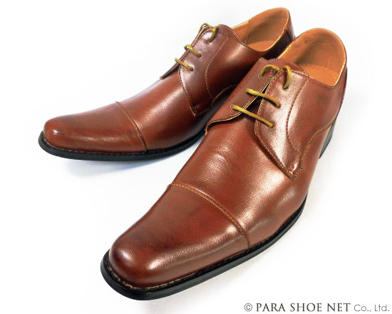 MM/one ロングノーズ ストレートチップ シークレットヒールアップ（身長+6cmアップ）ビジネスシューズ ワイズ3E（EEE）茶色 【メンズ紳士靴/大きいサイズ：27.5cm 28.0cm 有り】（H2701-BRN）