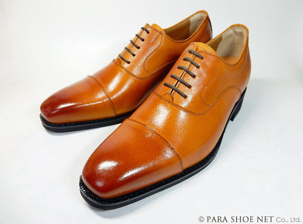 ANCIEN CREPINS 本革 内羽根ストレートチップ シークレットヒールアップ（身長+6cmアップ）ビジネスシューズ キャメル（ライトブラウン・茶色）ワイズ3E（EEE）23.5cm、24cm【小さいサイズ（スモールサイズ）メンズ革靴・紳士靴】