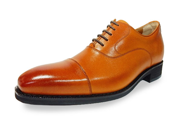 ANCIEN CREPINS 本革 内羽根ストレートチップ シークレットヒールアップ（身長+6cmアップ）ビジネスシューズ キャメル（ライトブラウン・茶色）ワイズ3E（EEE）23.5cm、24cm【小さいサイズ（スモールサイズ）メンズ革靴・紳士靴】