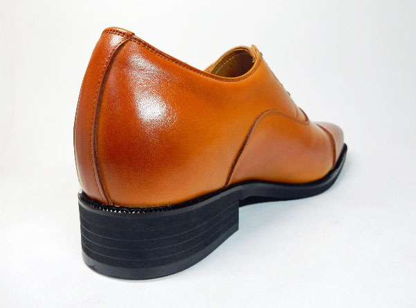 ANCIEN CREPINS 本革 内羽根ストレートチップ シークレットヒールアップ（身長+6cmアップ）ビジネスシューズ キャメル（ライトブラウン・茶色）ワイズ3E（EEE）23.5cm、24cm【小さいサイズ（スモールサイズ）メンズ革靴・紳士靴】