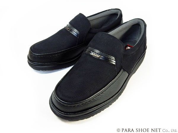 After Golf（アフターゴルフ）スエード モカスリップオン 軽量ビジネスシューズ 黒 ワイズ4E（EEEE）23cm（23.0cm）、23.5cm、24cm（24.0cm）【小さいサイズ（スモールサイズ）メンズ革靴・紳士靴】(3603-BLK)