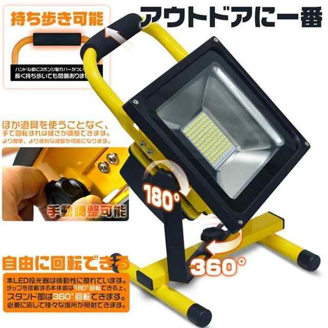 LED投光器 作業灯 160W＋16w爆発フラッシュ 19600lm 充電式 ポータブル