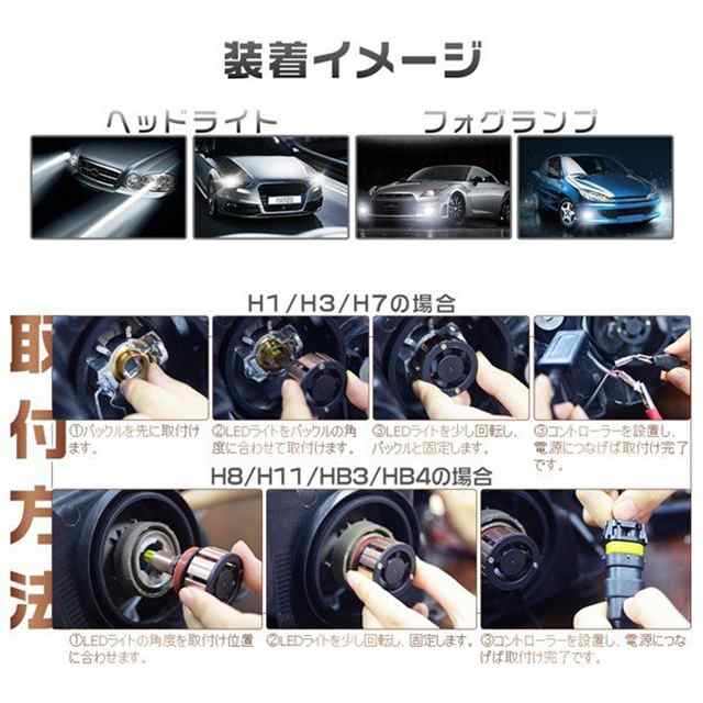 Ledヘッドライト H1 H8 H11 Hb3 Hb4 H7 H3 フォグランプ 車用 360 全面発光 車検対応 Ledライト ホワイト 6500k 2年保証 Ledバルブ Khの通販はau Pay マーケット 光商事