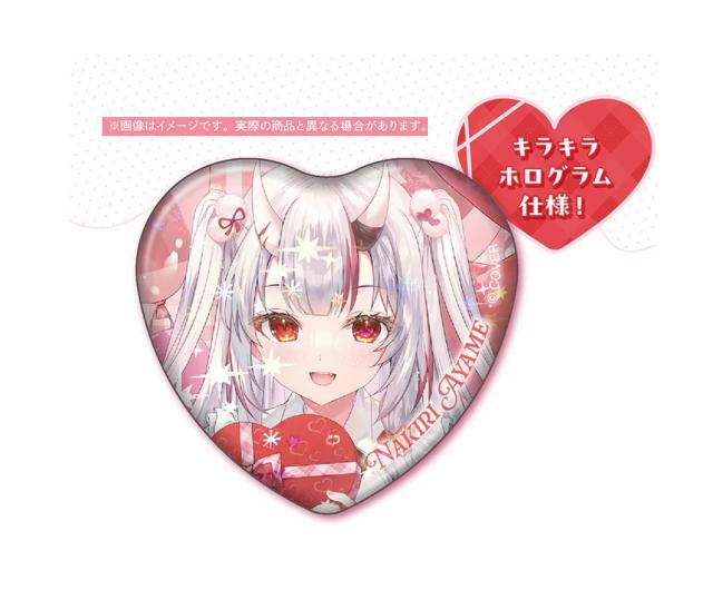 百鬼あやめバレンタイングッズ ホログラムハート型缶バッジ　未開封　80個 百鬼あやめ 缶バッジ 百鬼 あやめ あやめのバレンタイングッズ