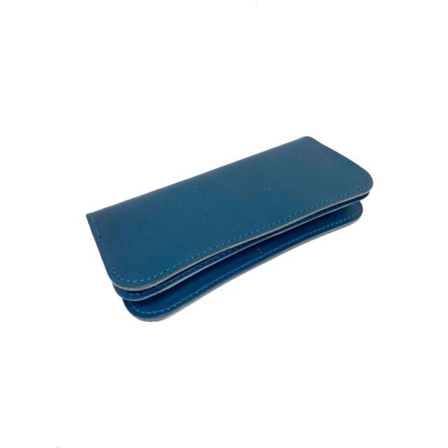 財布 長財布 メンズ 牛革 栃木レザー 二つ折り 薄い ヌメ革 薄型 青 黒