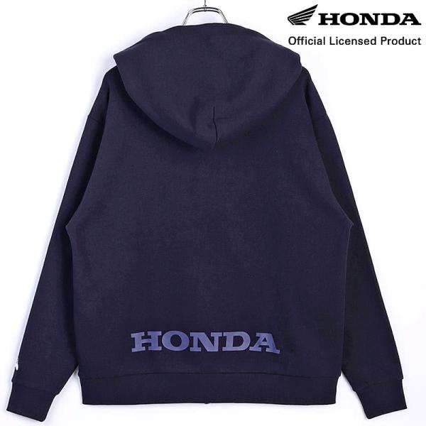 HONDA×MONSTER WORLD ZIPパーカー B ネイビー サイドポケット フード付 スーパーカブ刺繍 長袖 スウェット生地 メンズ レディース ホンダ コラボ 51882802_2