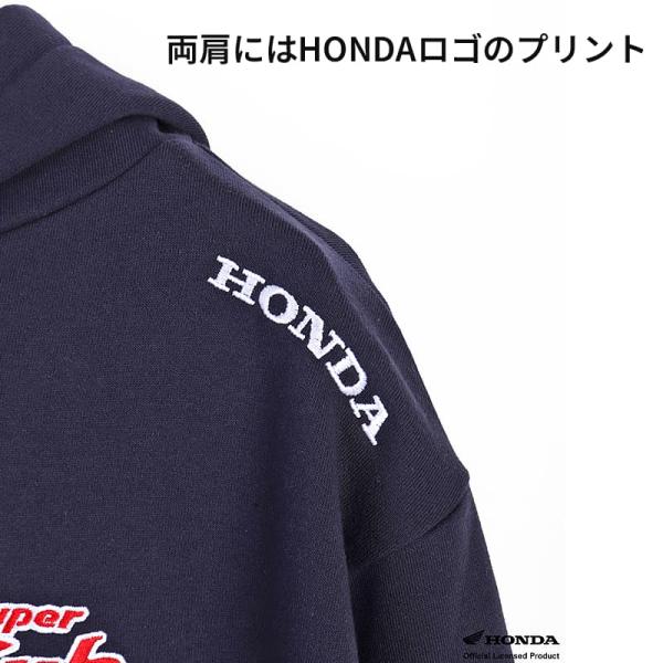 HONDA×MONSTER WORLD ZIPパーカー B ネイビー サイドポケット フード付 スーパーカブ刺繍 長袖 スウェット生地 メンズ レディース ホンダ コラボ 51882802_6