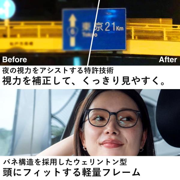 東海光学 ナイトグラス LED スマート ブラック 夜間運転 サングラス 対向車 ライト 眩しさ 軽減 眼鏡 ナイトドライブ 夜用 メガネ 日本製