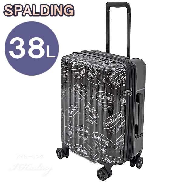 SPALDING バスケットボール スーツケース ダブルホイールキャリー 38L ブラック 機内持ち込み可 8輪キャリーケース スポルディング SP-08