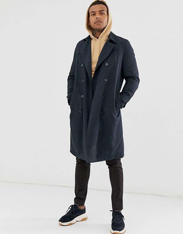 Asos エイソス トレンチコート メンズ ダブル Double Breasted Trench With Quilted Lining ネイビー 大きいサイズの通販はau Pay マーケット Kanaloa Au Wowma 店