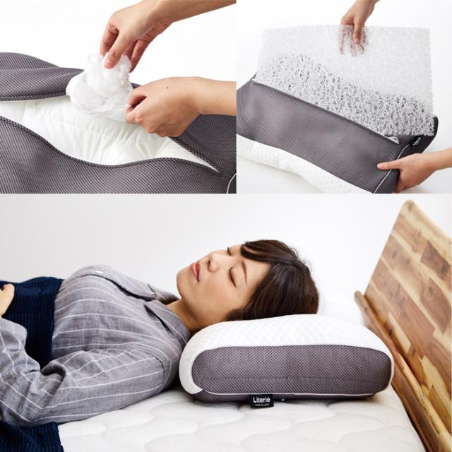 literie ネックピロー（柔らかタイプ(粒綿)） ｜Literie リテリー 日本製 高さ調節可能 低め 高め 枕 高反発