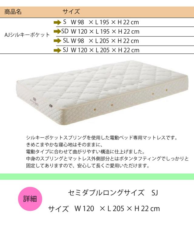 日本ベッド　SJマット AJシルキーポケット　電動ベッド専用 マットレス 11273　セミダブルロングサイズ【代引き不可商品となります】　※搬入経路を必ずご確認ください。_4