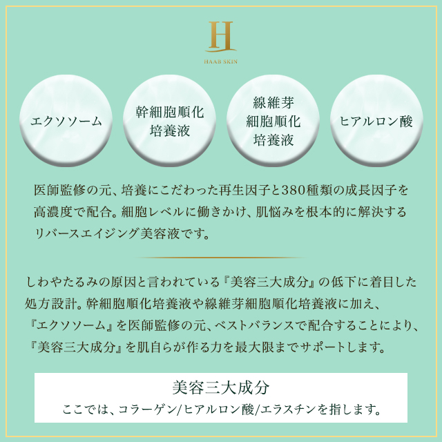 HAAB SKIN エクソソームプレミアムセラム 30ml 美容液 エクソソーム プレミアム セラム ハーブスキン スキンケア 再生美容液 エイジングケア ヒアルロン酸 ナイアシンアミド ニキビ ニキビ跡 にきび 乾燥 保湿 ツヤ ハリ 透明感 サロン サロン専売品 正規品_1