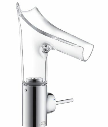 ハンスグローエ【12112000】アクサースタルク V シングルレバー混合水栓 250 クリスタルガラス＆クロム 受注生産〔EI〕