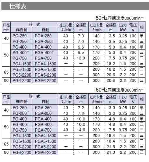 寺田 テラダポンプ【PGA-250】(自動) 単相100V 新素材水中汚水ポンプ〔GC〕