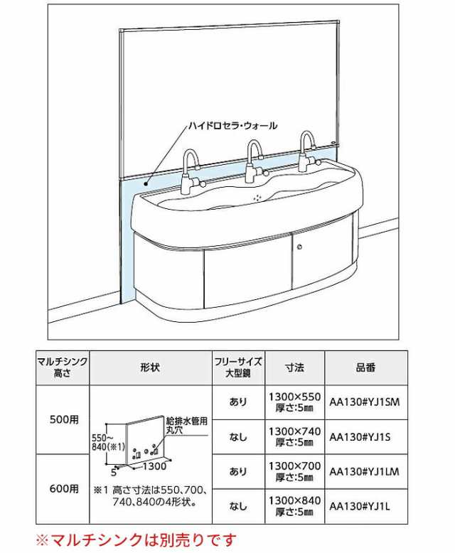 TOTO【AA130R#YJ1L】幼児用マルチシンク ハイドロセラ・ウォール 高さ