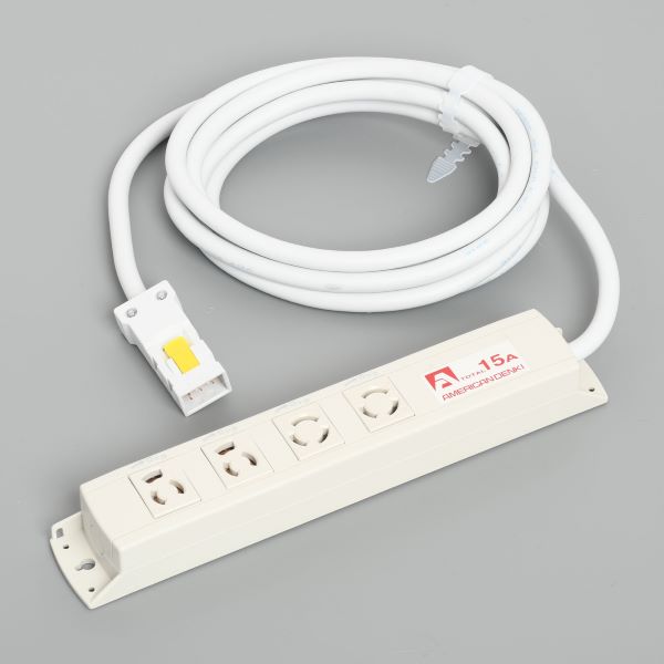 Яアメリカン電機 【KC1046】白色 マルチユースOAタップ コンビ4ヶ口 (抜止形・2ヶ/引掛形・2ヶ) コード3m ハーネスプラグ 125V