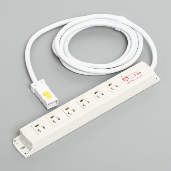 Яアメリカン電機 【KC1336NF】白色 マルチユースOAタップ 抜止形6ヶ口 コード3m ハーネスプラグ 125V ノイズフィルター/耐雷サージ機能付 受注生産