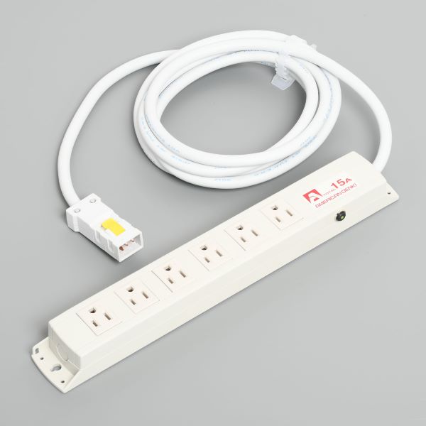 Яアメリカン電機 【KC1236PT】白色 マルチユースOAタップ 平刃形6ヶ口 コード3m ハーネスプラグ 125V サーキットプロテクター付 受注生産