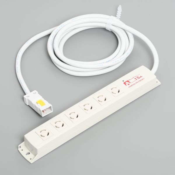Яアメリカン電機 【KC1216NF】白色 マルチユースOAタップ 引掛形6ヶ口 コード3m ハーネスプラグ 125V ノイズフィルター/耐雷サージ機能付 受注生産