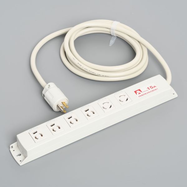 Яアメリカン電機 【KC1245】白色 マルチユースOAタップ コンビ6ヶ口 (抜止形・4ヶ/引掛形・2ヶ) コード3m 平刃形プラグ 125V