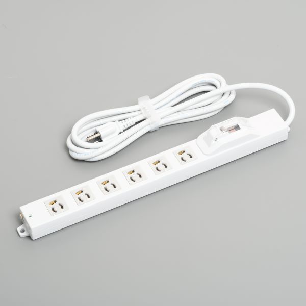 Яアメリカン電機 【A8740】白色 OAタップ 抜止形6ヶ口 コード3m 平刃形プラグ 125V 安全ブレーカ付