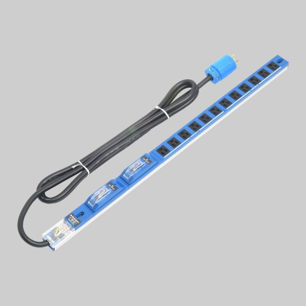###Яアメリカン電機 【HAC7121S-BL】青色 0Uコンセントバー 30A入力 抜止形12ヶ口 15A安全ブレーカ付 受注生産の通販は