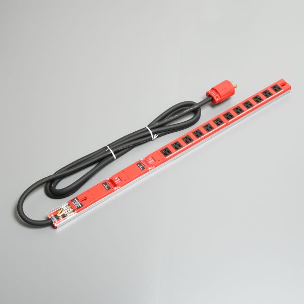 Яアメリカン電機 【HAC7126S-RD】赤色 0Uコンセントバー 30A入力 抜止形12ヶ口 20Aサーキットプロテクター付 受注生産