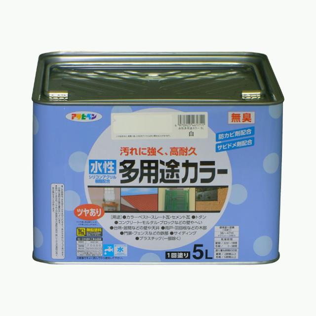 ∀アサヒペン 【461711】水性多用途カラー 5L 白 (4970925461711)