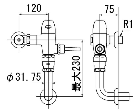 INAX/LIXIL フラッシュバルブ 洗浄水量10-15Ｌ便器用【CF-510KU】一般用(節水形)〔IE〕