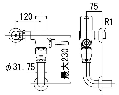 INAX/LIXIL フラッシュバルブ 洗浄水量6-8Ｌ便器用【CF-T610K】一般用(節水形)〔IE〕