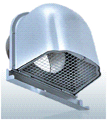 西邦工業【CFN200MS】金網型3メッシュ・下部開閉タイプ・ワイド水切り付外壁用ステンレス製換気口・深型フード〔HF〕