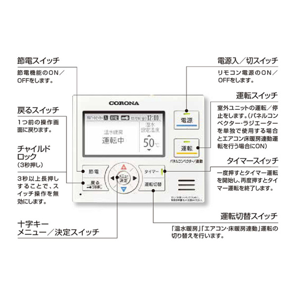 コロナ 部材【ERS-MRC02】エコ暖クールエアコン メインリモコン〔FJ〕_1