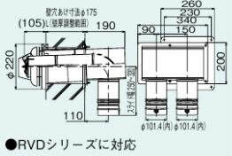 リンナイ【FFTL-10-300】(21-0121) φ100 2本管直出給排気筒トップ〔GH〕