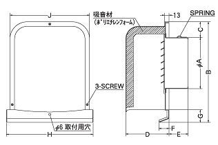 西邦工業【GFX125ABS】深型・厚型・内ガラリ・防音タイプ・下部開放防音型製品・ステンレス製換気口・ワイド水切り付〔HF〕_1